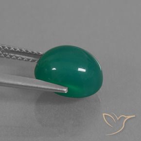 Agate Gemstone in 10 x 8 mm (calibrated) Size for Sale, Agate Stone in Medium Green Color