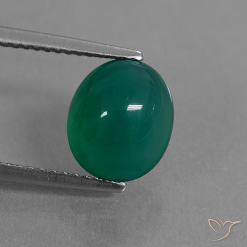 3.31ct Natural Medium Dark Green Agate, Oval, Translucent