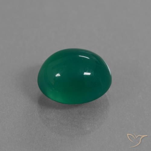 3.31 ct Green Agate Stone, Natural Agate in Oval Cabochon Shape for Sale