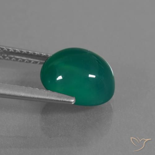 Agate Gemstone in 10 x 8 mm (calibrated) Size for Sale, Agate Stone in Medium Dark Green Color