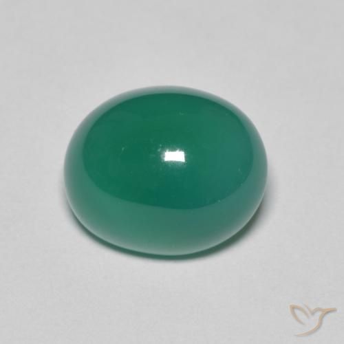 3.50 ct Green Agate Gemstone, Agate Gem in Oval Cabochon Shape for Sale.