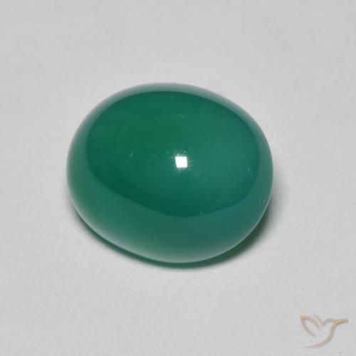 3.50 ct Green Agate Stone, Natural Agate in Oval Cabochon Shape for Sale