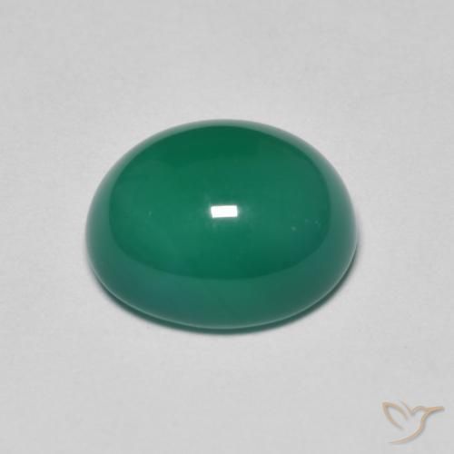 Agate Gemstone in 10.2 x 8.4 mm Size for Sale, Agate Stone in Medium Green Color