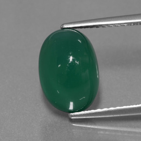 4.47 ct Green Agate Gemstone, Agate Gem in Oval Cabochon Shape for Sale.