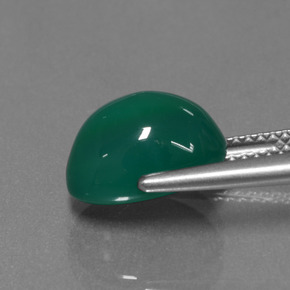 Agate Gemstone in 11.3 x 8 mm Size for Sale, Agate Stone in Medium Green Color