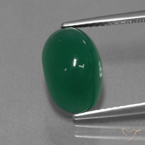 4.26ct Natural Medium Green Agate, Oval, Translucent