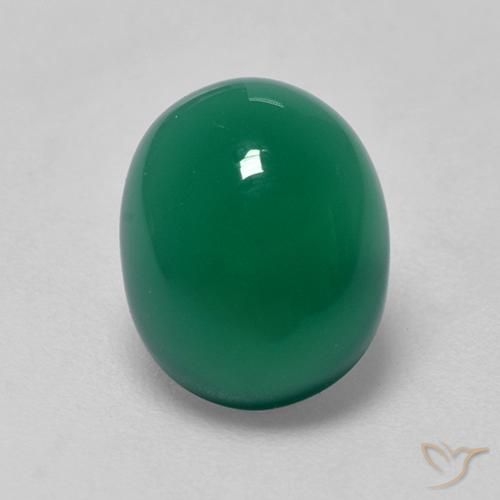 Medium Green Agate Gem - 3ct Oval Cabochon (ID: 444064)
