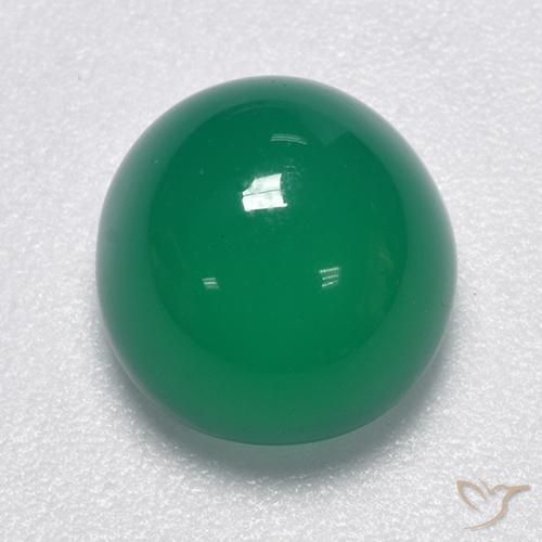 Agate Vert oval cabochon de l'Inde, 9,3 x 8,8mm, poids de 3,32 ct, pierre gemme naturelle Teinté de pureté Translucide, 1 pièce d'agate , couleur Vert moyen, dureté Mohs de 6.5 à 7 convient aux bijoux de tous les jours, pierre de sagesse, Photo A