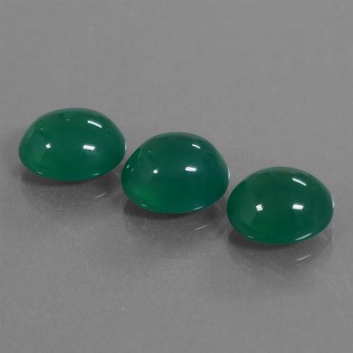 Verde medio Ágata Gema - 2.9ct Cabujón Óvalo (ID: 444072)