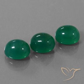 Agate Gemstones in 10 x 8 mm (calibrated) Size for Sale, Agate Stones in Medium Green Color
