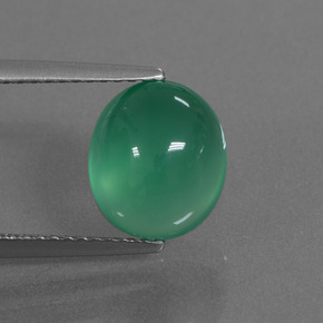 Verde medio Ágata Gema - 3.4ct Cabujón Óvalo (ID: 444076)