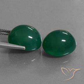 Agate Gemstones in 13 x 11 mm (calibrated) Size for Sale, Agate Stones in Green Color