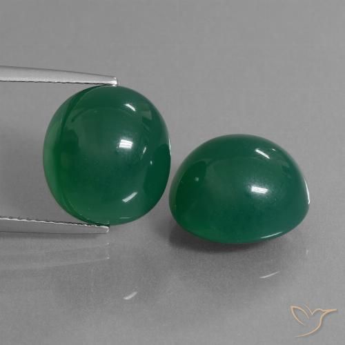 17.44 ct Green Agate, 13.1 x 11.9 mm Oval Cut From India, Photo A