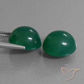 Agate Gemstones in 13.1 x 11.9 mm Size for Sale, Agate Stones in Medium Dark Green Color