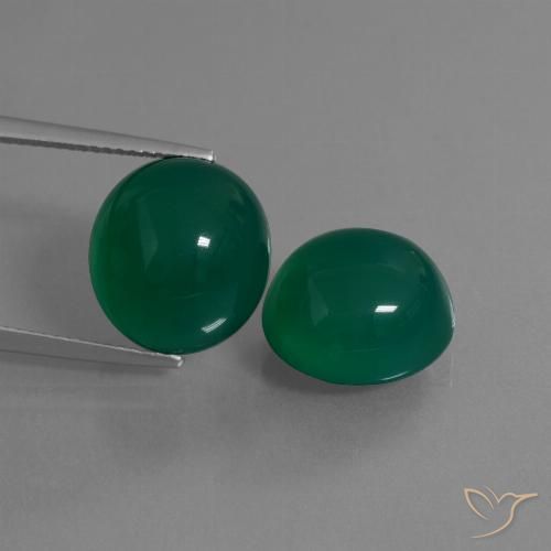 17.31 ctw Green Agate Gemstones, Agate Gems in Oval Cabochon Shape for Sale.