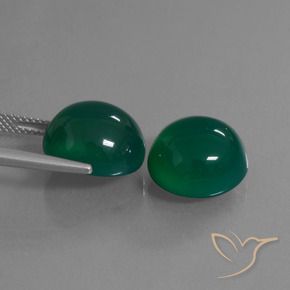 Agate Gemstones in 13.1 x 12 mm Size for Sale, Agate Stones in Medium Dark Green Color