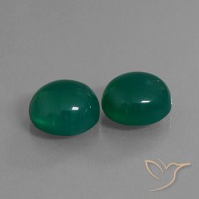 16.71 ctw Green Agate Stones, Natural Agate in Oval Cabochon Shape for Sale