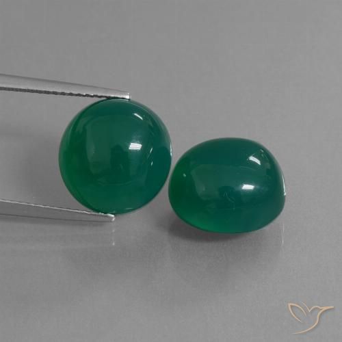16.35 ct Green Agate, 12.4 x 11.6 mm Oval Cut From India, Photo A