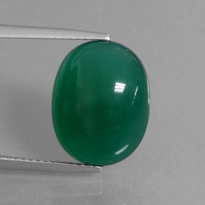 Verde intenso medio Ágata Gema - 7ct Cabujón Óvalo (ID: 445126)
