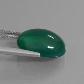 Agate Gemstone in 14.5 x 11.4 mm Size for Sale, Agate Stone in Medium Deep Green Color