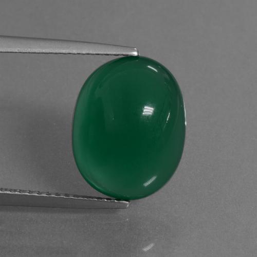 Травянисто-зелёный Агат Камень - 6.3ct Овал Кабошон (ID: 445142)