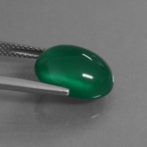 Agate Gemstone in 13.4 x 10.5 mm Size for Sale, Agate Stone in Forest Green Color