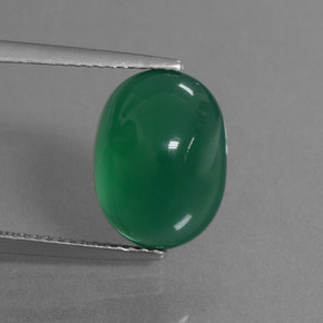 Medium Green Agate Gem - 5.7ct Oval Cabochon (ID: 445146)