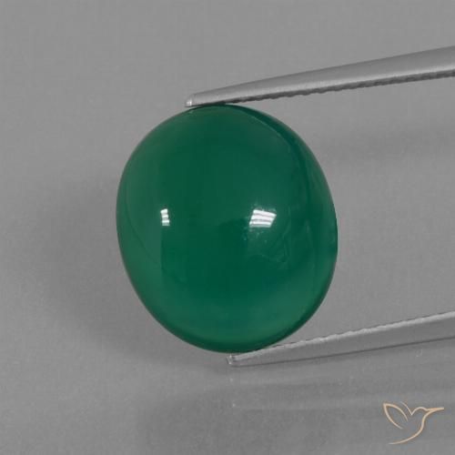 7.56ct Natural Medium Green Agate, Oval, Translucent
