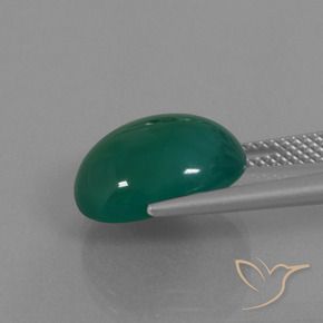 Agate Gemstone in 14 x 12 mm (calibrated) Size for Sale, Agate Stone in Medium Green Color
