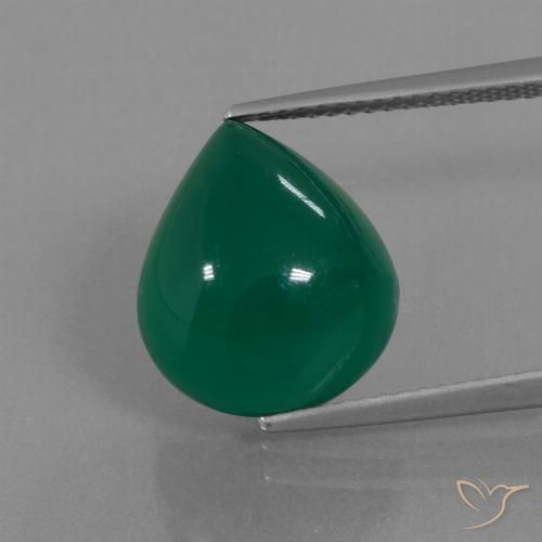 8.64ct Natural Forest Green Agate, Pear Shape, Translucent