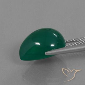 Agate Gemstone in 14 x 12 mm (calibrated) Size for Sale, Agate Stone in Forest Green Color