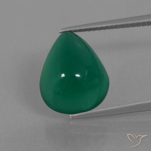 6.44ct Natural Medium Green Agate, Pear Shape, Translucent