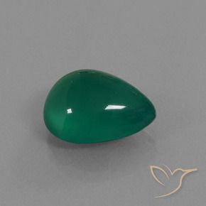 6.44 ct Green Agate Stone, Natural Agate in Pear Cabochon Shape for Sale