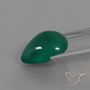 Agate Gemstone in 13.8 x 11.3 mm Size for Sale, Agate Stone in Medium Green Color