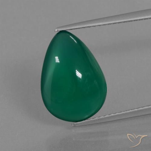 5.45ct Natural Forest Green Agate, Pear Shape, Translucent