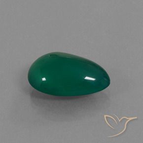 5.45 ct Green Agate Stone, Natural Agate in Pear Cabochon Shape for Sale