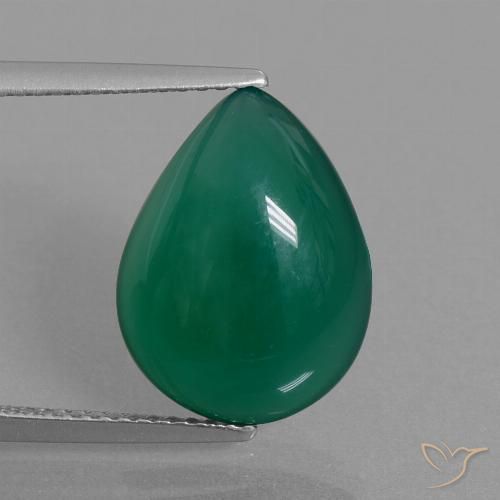 6.24 ct Green Agate, 15.2 x 11.5 mm Pear Cut From India, Photo A