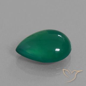 6.24 ct Green Agate Stone, Natural Agate in Pear Cabochon Shape for Sale