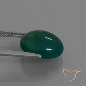 Agate Gemstone in 13.9 x 12.7 mm Size for Sale, Agate Stone in Medium Dark Green Color