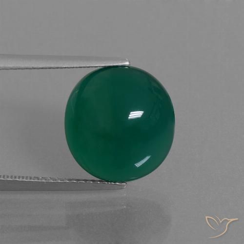 7.8 ct Green Agate, 13 x 12.3 mm Oval Cut From India, Photo A