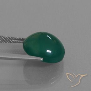 Agate Gemstone in 13 x 12.3 mm Size for Sale, Agate Stone in Medium Dark Green Color