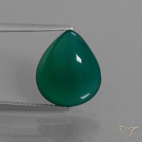 Agata verde da 7,33 ct, taglio a pera da 14,6 x 12,5 mm dall'India, Photo A