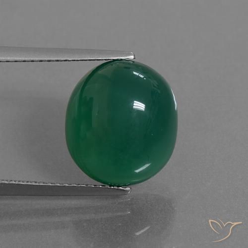 Желтовато-зеленый Агат Камень - 8.2ct Овал Кабошон (ID: 445254)