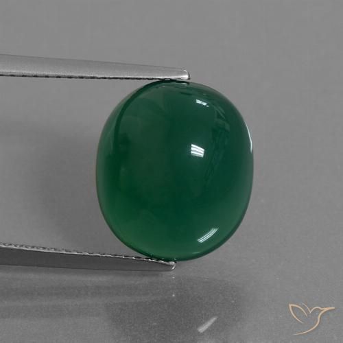 8.75ct Natural Medium Dark Green Agate, Oval, Translucent