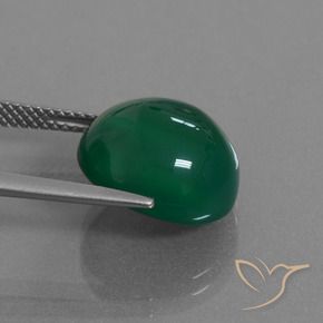 Agate Gemstone in 14 x 12 mm (calibrated) Size for Sale, Agate Stone in Medium Dark Green Color