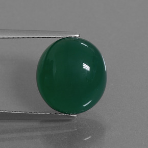 Verde oscuro medio Ágata Gema - 8.8ct Cabujón Óvalo (ID: 445256)
