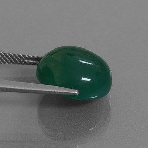 Agate Gemstone in 13.4 x 12.3 mm Size for Sale, Agate Stone in Medium Dark Green Color