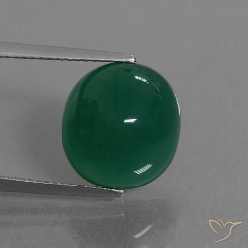 8.27ct Natural Medium Dark Green Agate, Oval, Translucent