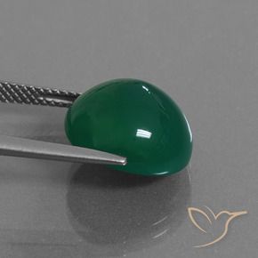 Agate Gemstone in 13.2 x 12.2 mm Size for Sale, Agate Stone in Medium Dark Green Color