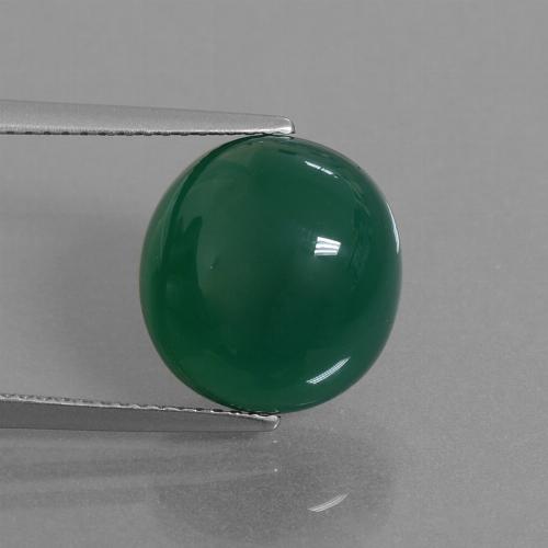 Medium Dark Green Agate Gem - 8.9ct Oval Cabochon (ID: 445259)